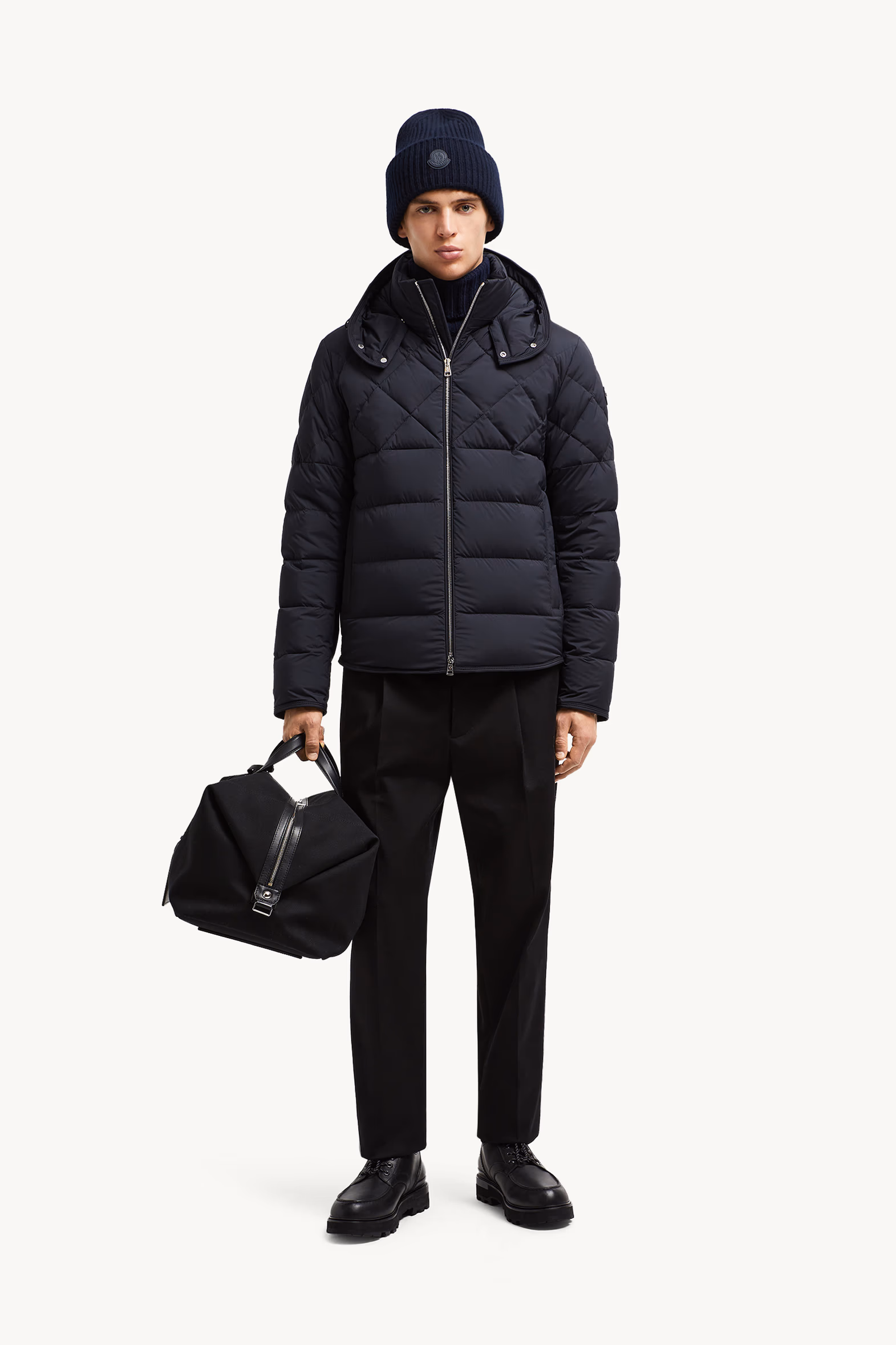 Cecaud Hooded Short Down Jacket Men Navy Blue Moncler 0
